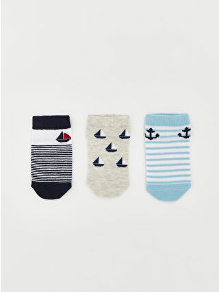 Blue Patterned Baby Boy Slipper Socks 3-Pack