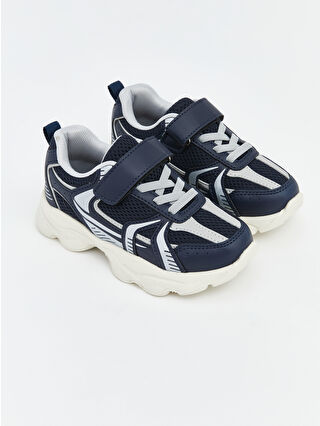Navy Blue Lace and Velcro Baby Boy Sneakers