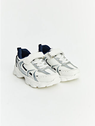 White Lace-Up and Hook-and-Loop Closure Baby Boy Sneakers