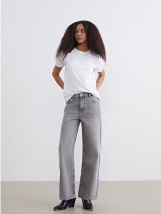 Gray Wide-Leg Women's Jeans