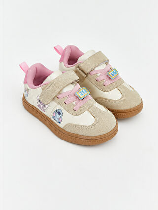 Beige Lilo & Stitch Print Girls' Baby Sneakers