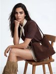 Brown Suede-Look Women's Shoulder Bag