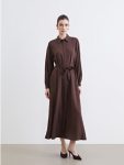 Brown Belted Modal Blend Shirt Dress