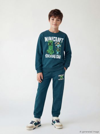 Petrol Minecraft Printed Boys' Sweatsuit Set