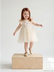 Ecru Floral Ruffled Girl Baby Tutu Dress