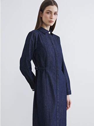 Indigo Shirt Collar Women's Denim Dress