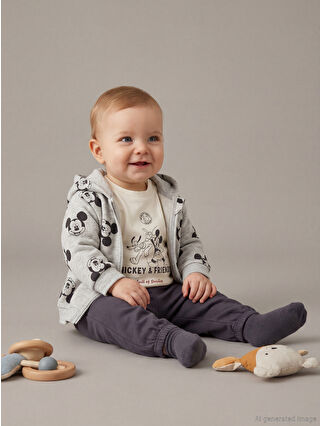 Beige Mickey Mouse Print Baby Boy Set