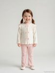 LCW Baby Beige Bow Girl Baby Blouse and Legging Pants