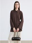 Brown Linen Blend Women's Shirt Tunic