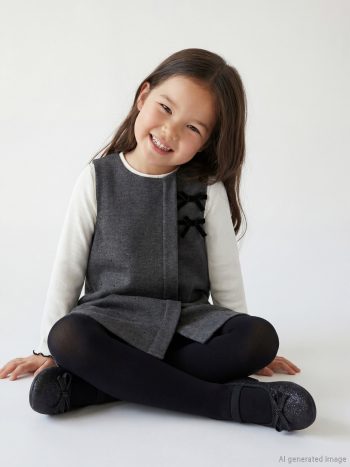 Anthracite Bicycle Collar Girl's Jelly Dress and T-Shirt