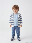 Ecru Striped Hooded 3-Piece Set for Baby Boys