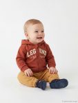 Brown Printed Hooded Zip-Up Sweatshirt for Baby Boys
