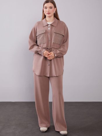 Anthracite Mesh Pocket Detail Two-Piece Set