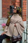 Beige Hidden Belt Detail Poncho