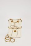 White Ruffle Closure Chain Strap Shoulder Bag