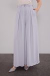 Gray Wide-Leg Pleated Trousers Skirt