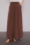 Coffee Wide Leg Pleated Trouser Skirt