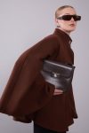 Coffee-Colored Hidden Belt Detail Poncho