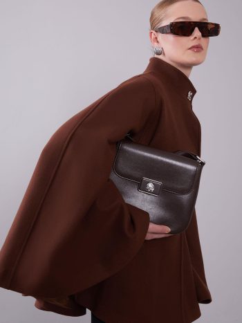Coffee-Colored Hidden Belt Detail Poncho