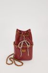 Red Gathered Closure Chain Strap Shoulder Bag