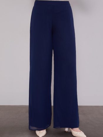 Lacivert Bol Paça Şifon Pantolon