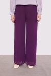 Mürdüm Wide-Leg Chiffon Trousers