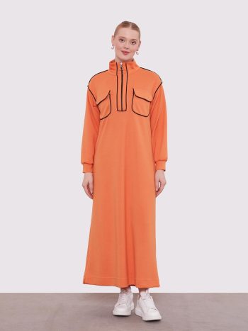 Orange Line Pocket Detail Dress