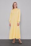 Yellow Hooded Dress with Hidden Pocket Detail