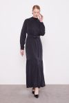 Black Cupra Dress with Shoulder Embroidery Detail