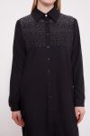 Black Shoulder Square Stone Tunic