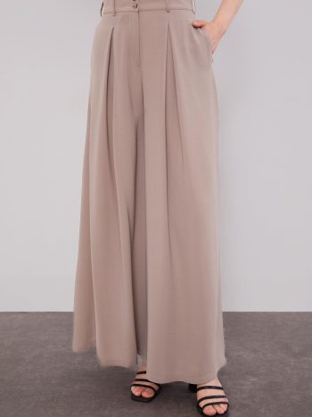 Mink Wide-Leg Pleated Pants Skirt