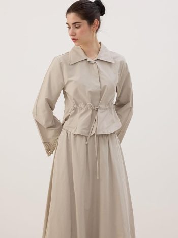 Embroidered Thin Jacket Stone