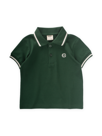 Embroidered Polo Collar T-Shirt 2-10 Years Old Khaki Green