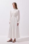 Audrey Crinkle Voile Long Dress Ecru