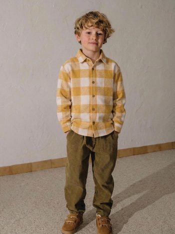 Flannel Shirt for Ages 1-9 in Mustard Check