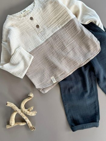 Organic Bohemian Trimmed Muslin Seasonal Set 2-8 Years Natural