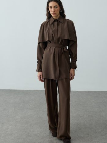 Brown Shirt with Capelet