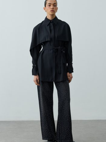 Cape Collar Shirt in Black