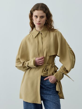 Green Shirt with Cape Detail