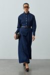 Detailed Denim Dress Navy Blue