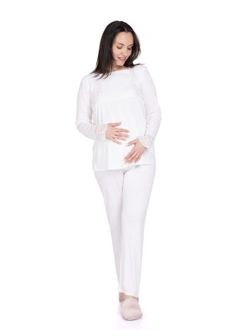 Baby Mom Button-Down Collar Long Sleeve Long Leg Pajama Set