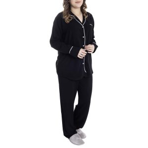 Baby Mom, Anne, Hamile Pijama Takımı, Düğmeli, Modelli Yaka, Uzun Paça, Uzun Kol