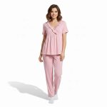 Baby Mom, Anne, Pijama Takımı, Modelli Yaka, Uzun Paça, Kısa Kol