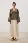 Pleated Short Jacket in Khaki
