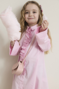 Pleated Detail Compact Satin Cotton Children's Dress - Pink