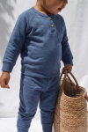 Raglan Sleeve Knit Set for Boys 1-8 Years Indigo Blue