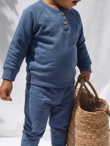 Raglan Sleeve Knit Set for Boys 1-8 Years Indigo Blue