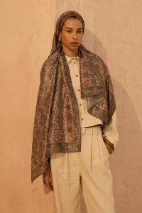Soft Voile Silk Scarf in Khaki
