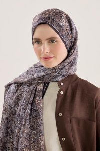 Soft Voile Silk Scarf in Mustard-Black