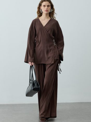 Brown Tencel Kimono Set